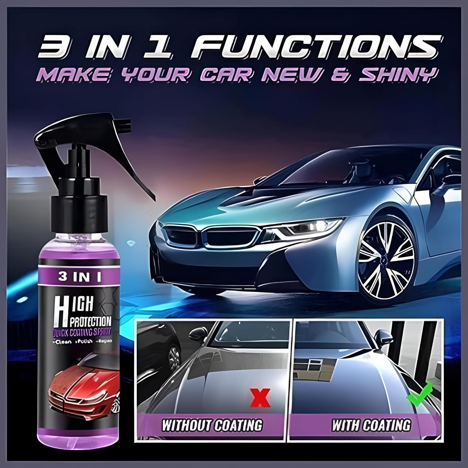 3 In 1 High Multipurpose Liquid Car & Bike Polish (Pack of 2) - Anrcollective